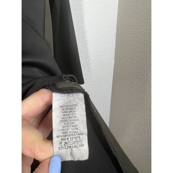 Comfy USA Asymmetric Swing Tunic Top Large L Color Block Mock Neck - Picture 4 of 7